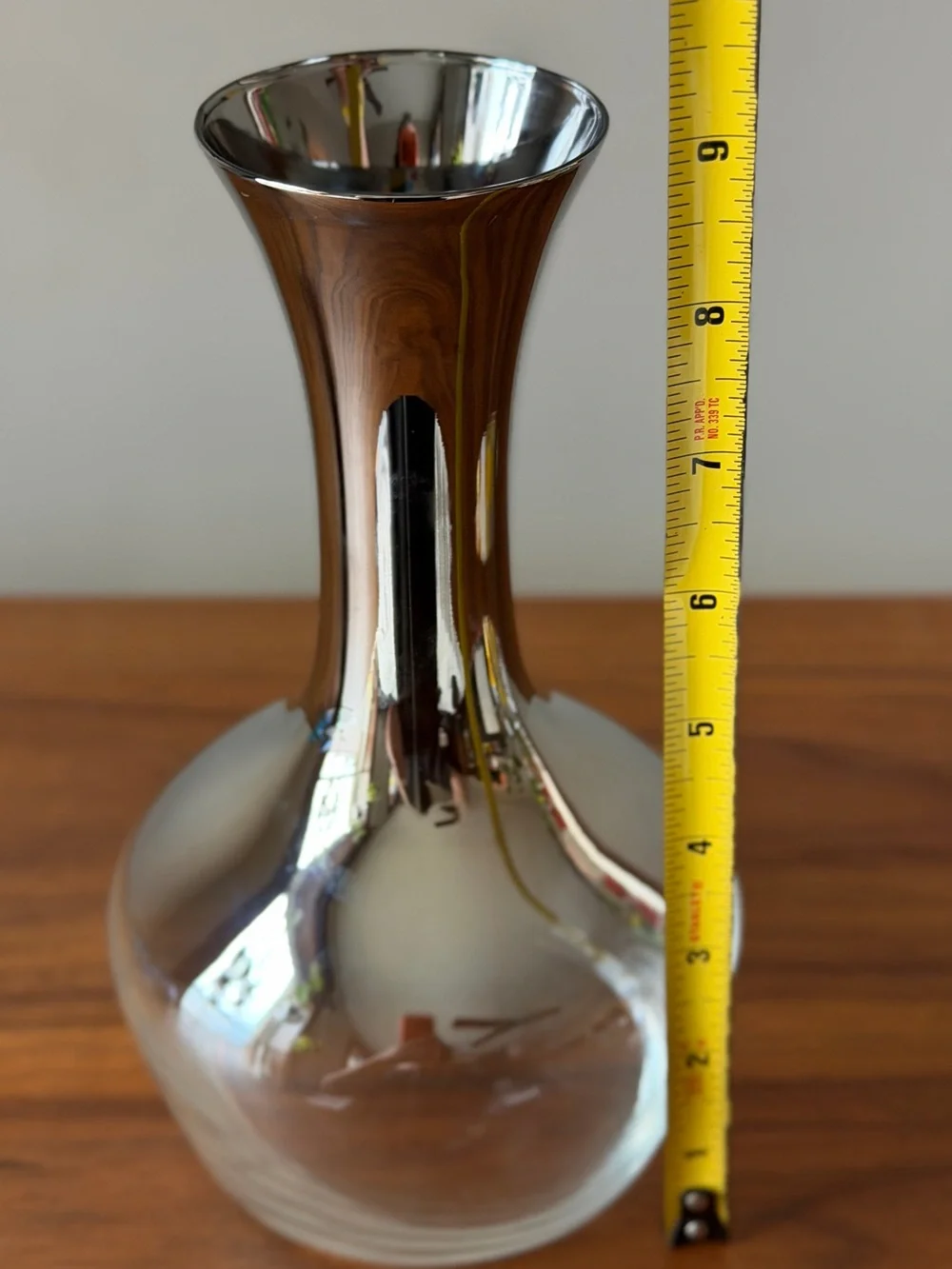 Vintage DOROTHY THORPE Style Silver Rimmed Ombre Serving Carafe Decanter MCM